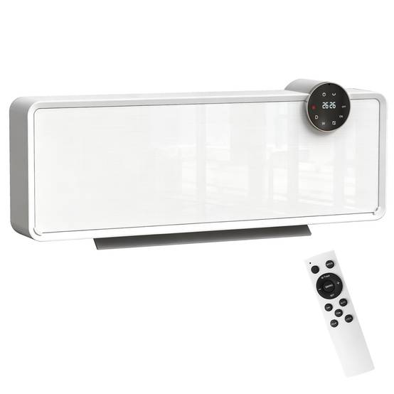 Radiateur électrique mural en céramique 2000 W avec 3 modes, température réglable, minuterie et télécommande, blanc - Image 2