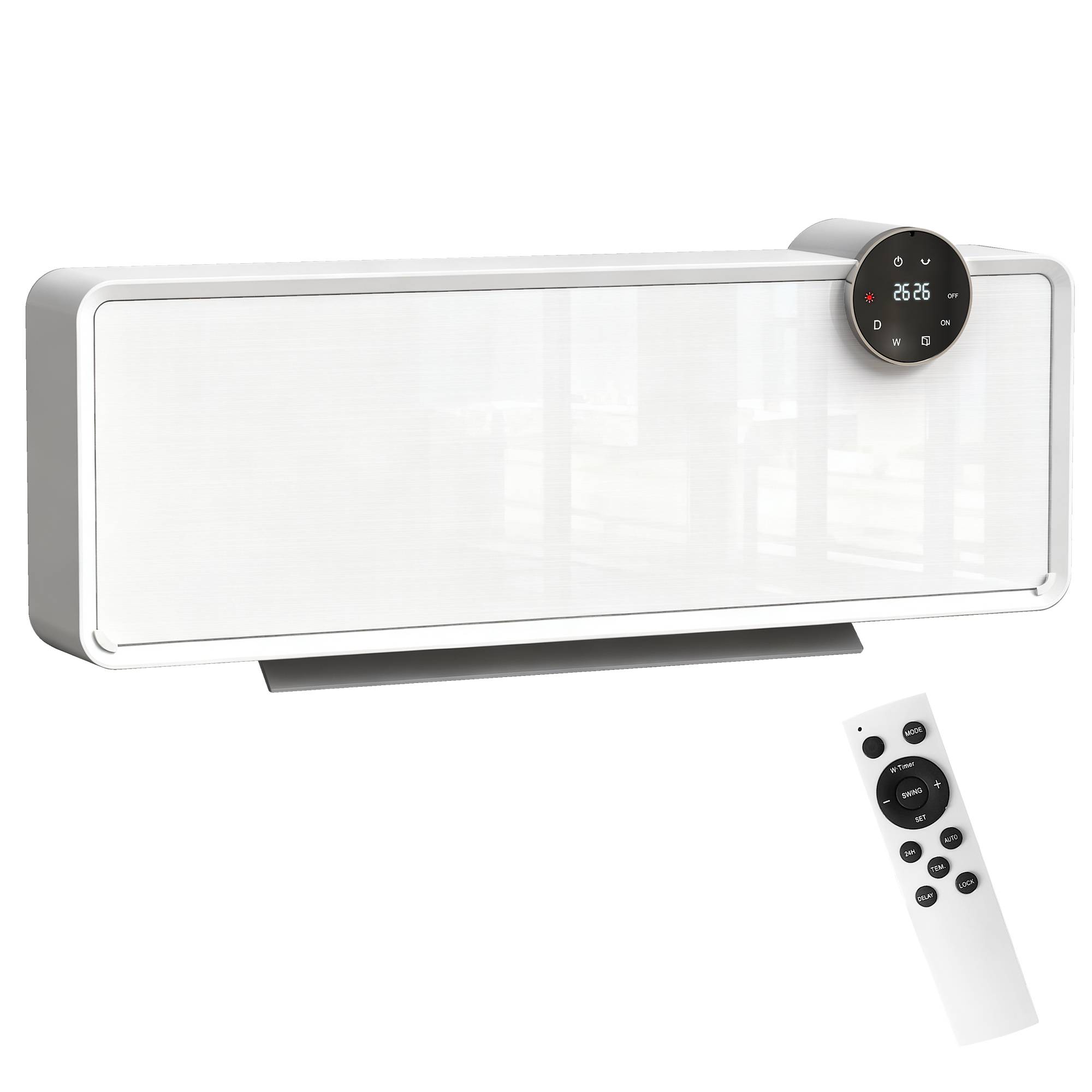 Radiateur électrique mural en céramique 2000 W avec 3 modes, température réglable, minuterie et télécommande, blanc - Image 2