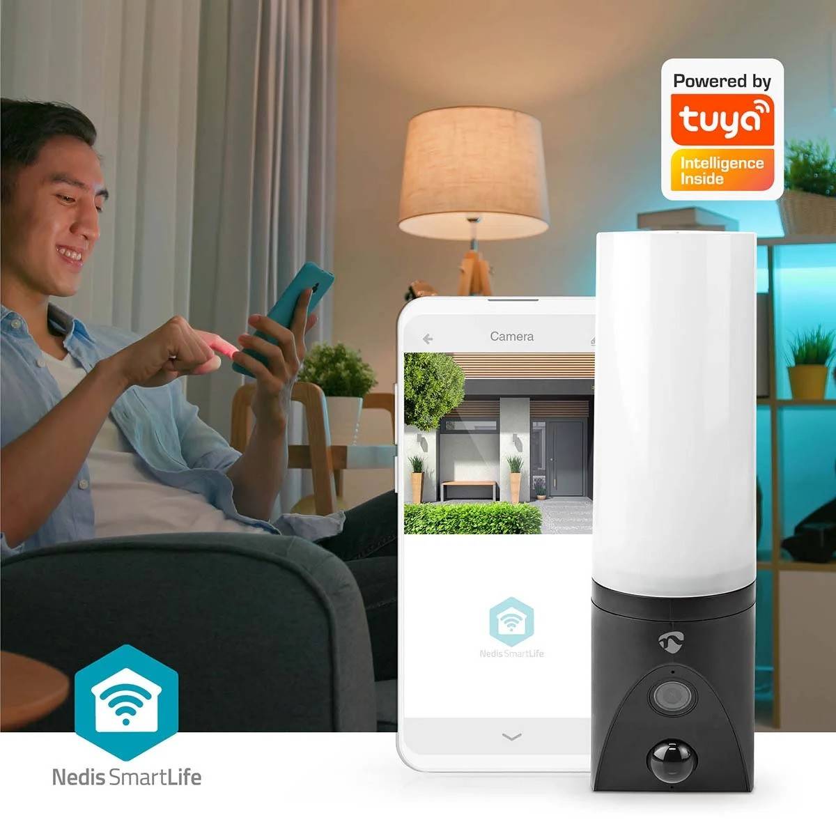 Caméra de sécurité Extérieure Wi-Fi Full HD Détection de mouvement Vision Nocturne éclairage 1000 lumens IP65 Nedis - Image 4