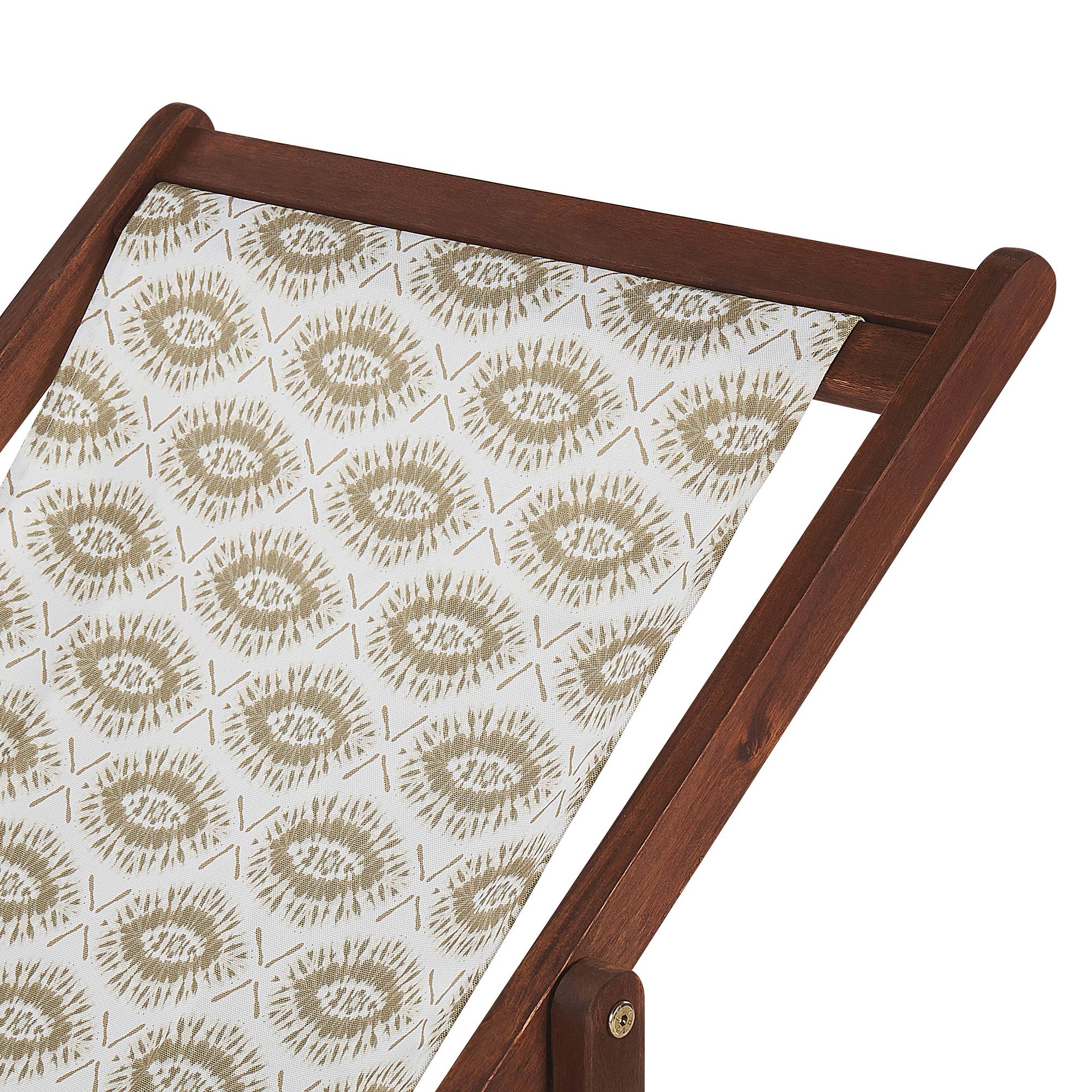 Beliani - 2 Transats Chiliennes Pliantes et Réglables en Bois d'Acacia Foncé et Textile Motif Boho avec Toiles de Remplacement - Imagen 5