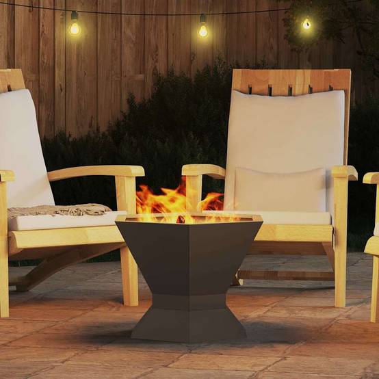 ComfortXL - Brasero hexagonal en acier pour jardin chauffage extérieur Noir 50x40cm – ComfortXL Outdoor Living - Image 4