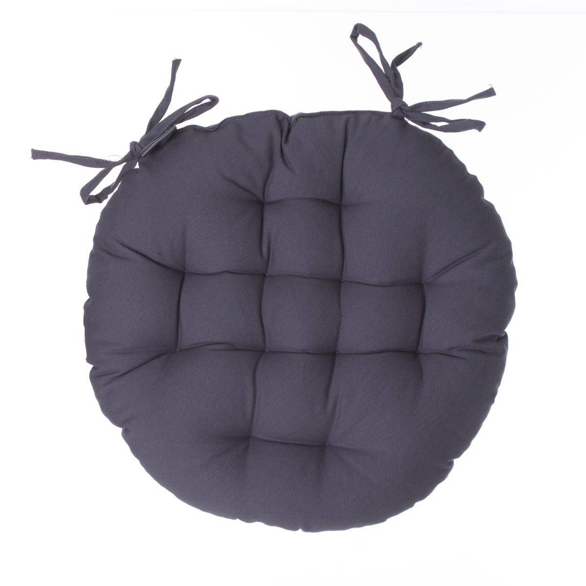 Lot de 2 Galettes de chaise en Coton Gris foncé D 38 cm - Imagen 3