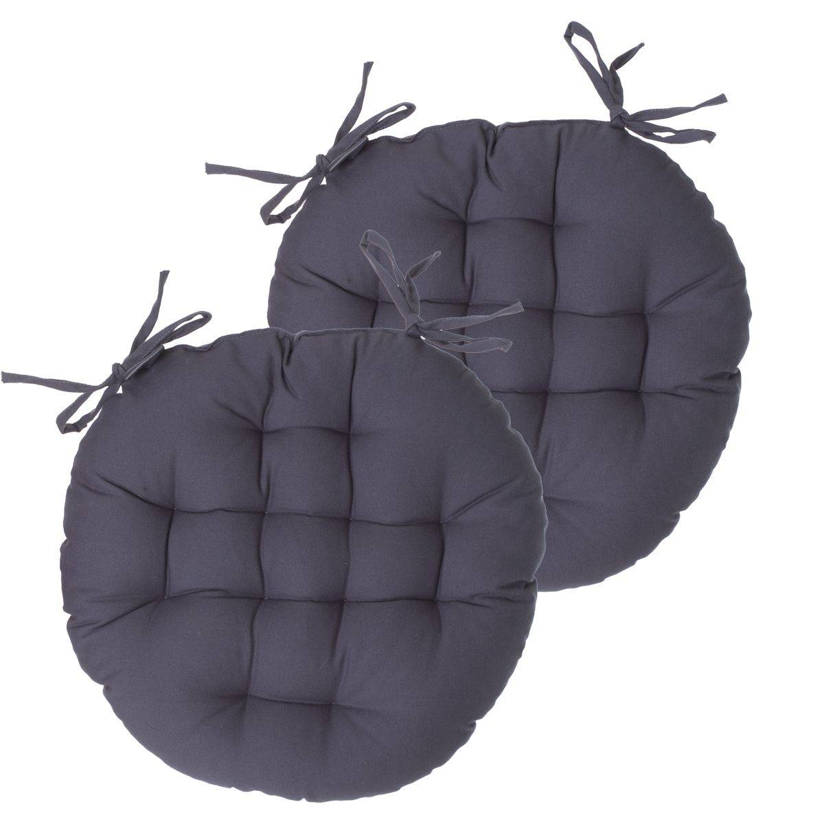 Lot de 2 Galettes de chaise en Coton Gris foncé D 38 cm - Imagen 1