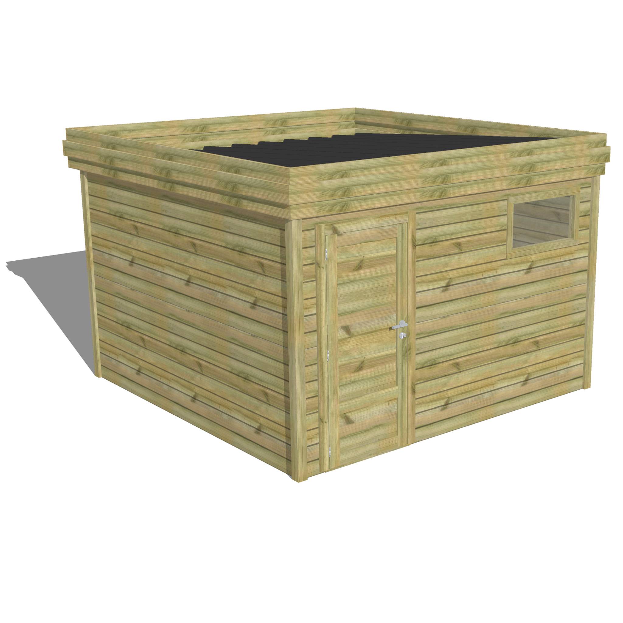 ABRI DE JARDIN bois  autoclave 27mm - 3,44x3,44m / 12m2 - Bac acier - Abri Français - Image 1