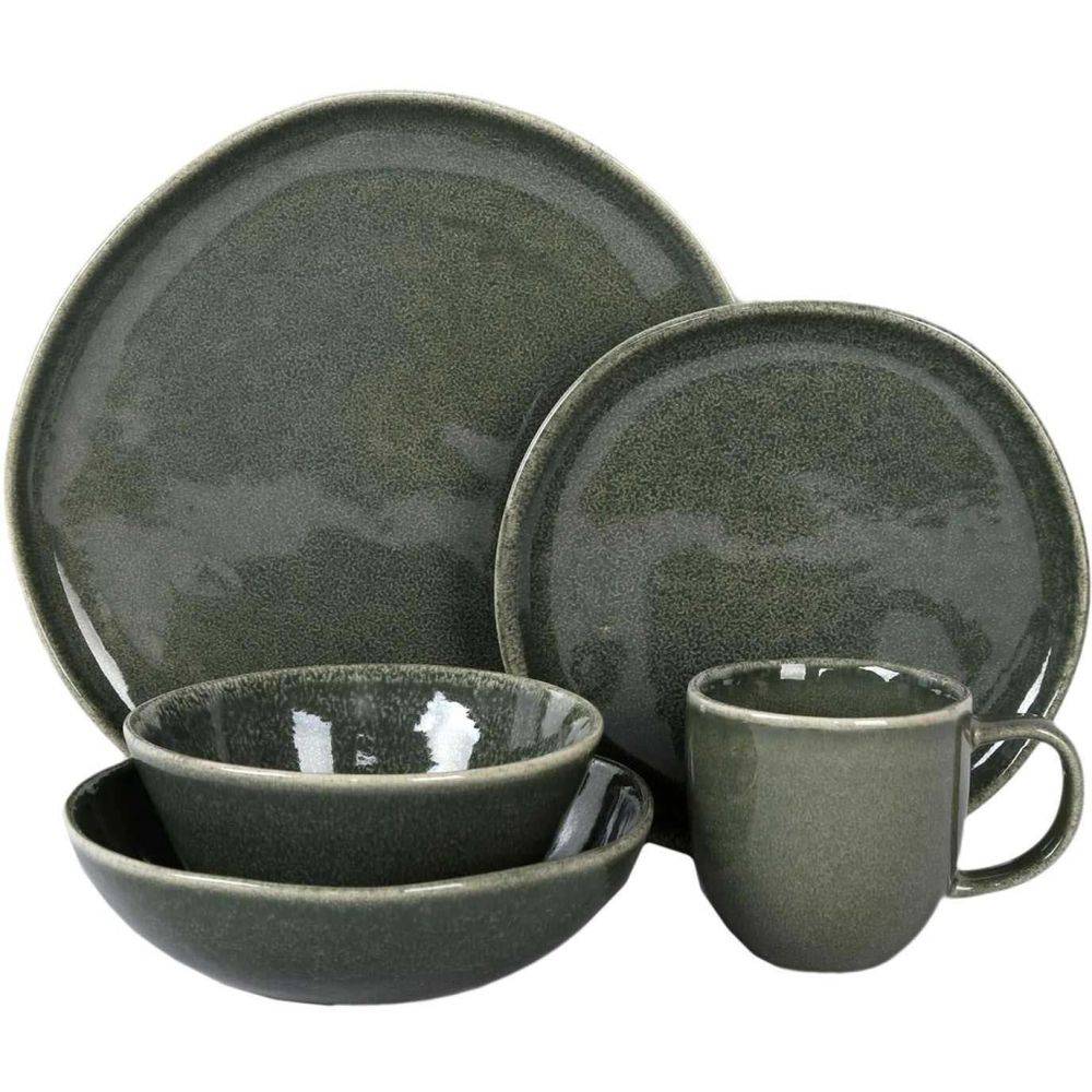 The Home Deco Factory - Assiette en grès vert Black Forest (Lot de 6) Assiette creuse - 19 cm The Home Deco Factory - Imagen 4