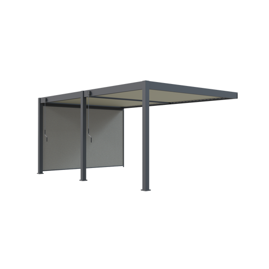 Pergola Bioclimatique Aluminium Adossée 19m² - 3,6x5,3 - Store Latéral - Anthracite - 34 lames Inclinables 120 degrés - HALO - Image 3