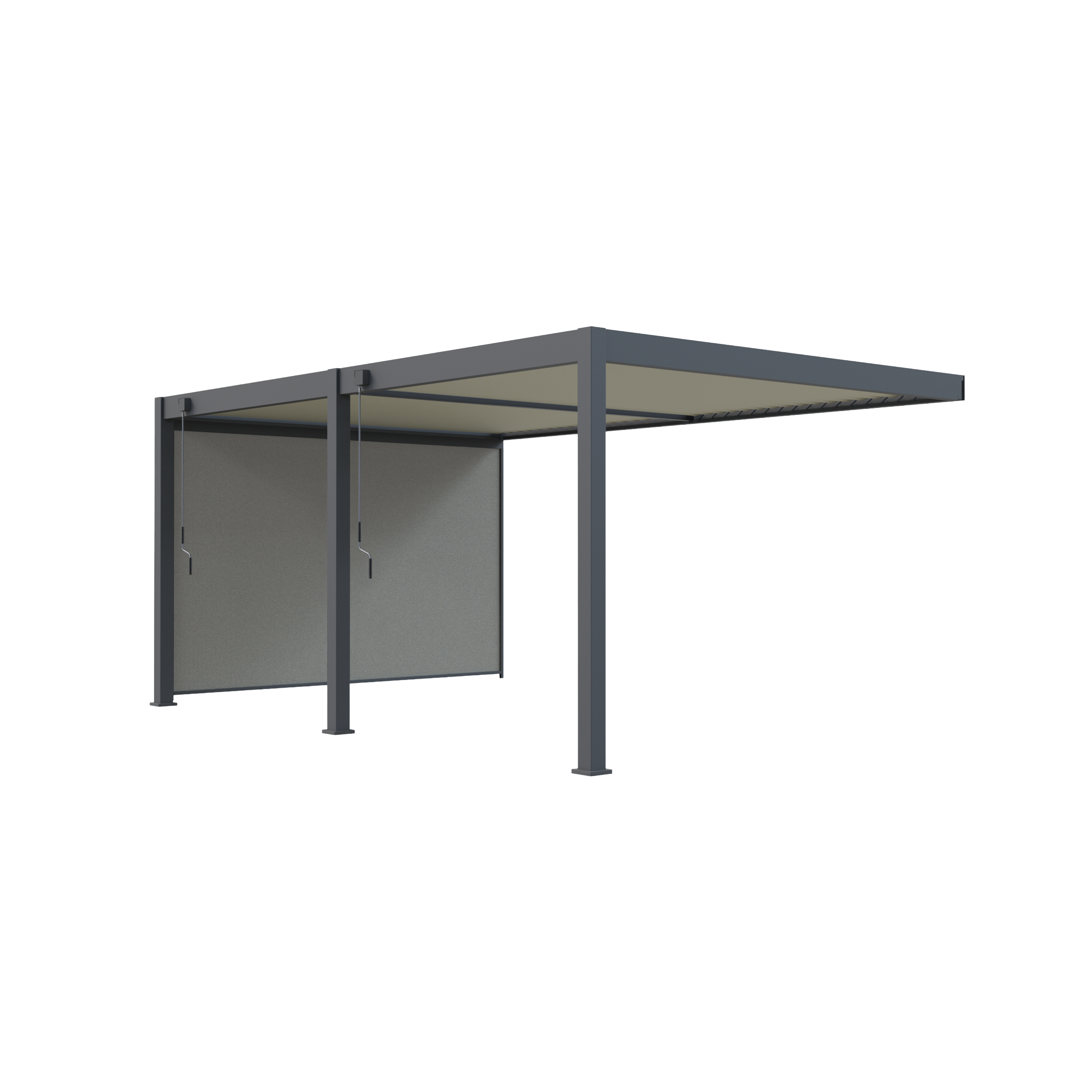 Pergola Bioclimatique Aluminium Adossée 19m² - 3,6x5,3 - Store Latéral - Anthracite - 34 lames Inclinables 120 degrés - HALO - Image 3