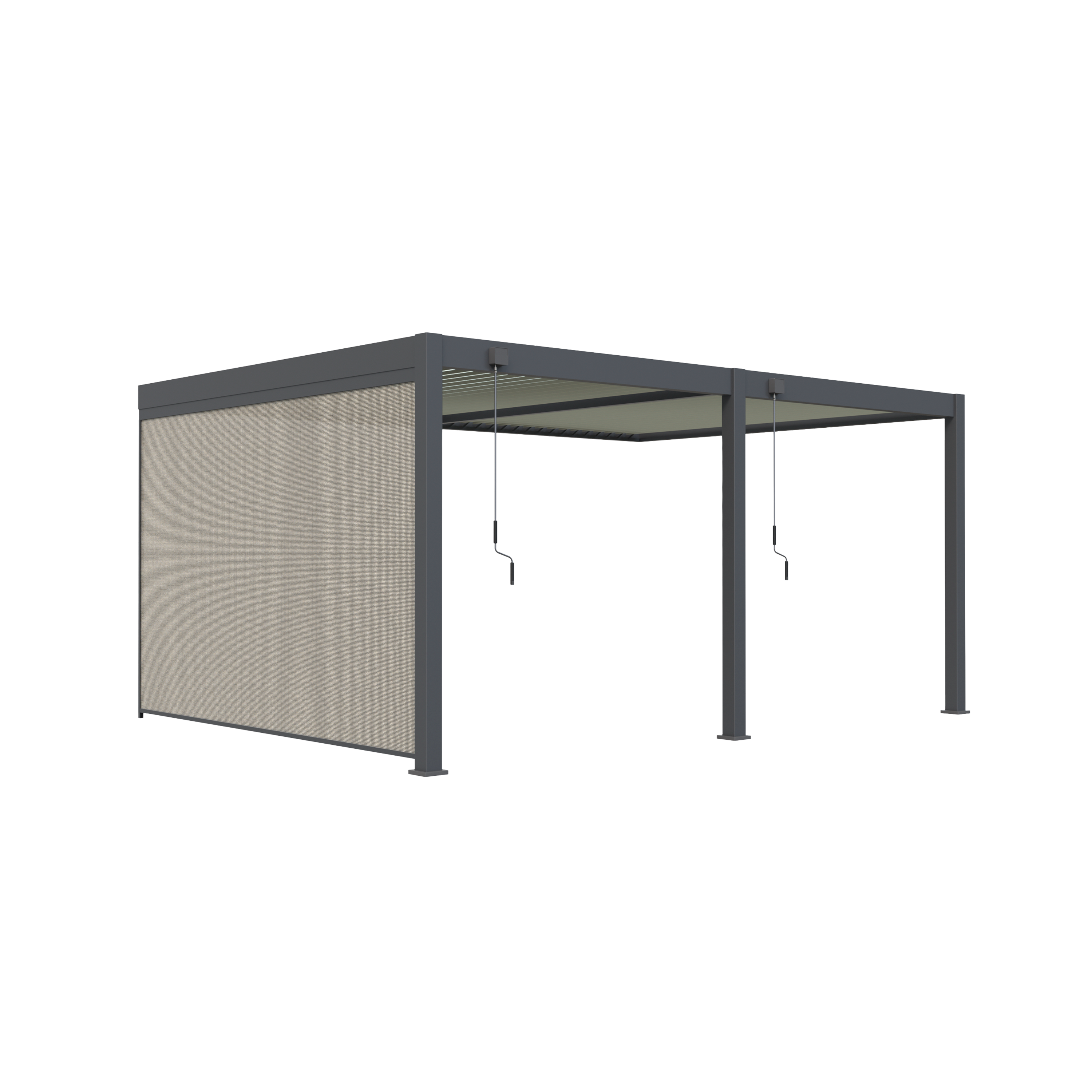 Pergola Bioclimatique Aluminium Adossée 19m² - 3,6x5,3 - Store Latéral - Anthracite - 34 lames Inclinables 120 degrés - HALO - Image 2