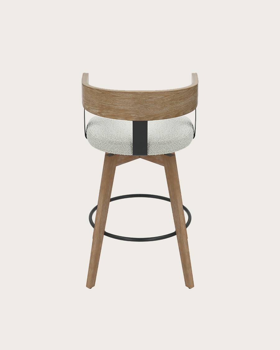 Micha - Chaise de bar en tissu et pieds en bois - UNIQKA - Imagen 6