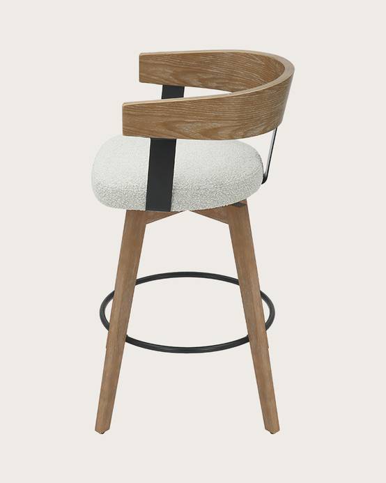 Micha - Chaise de bar en tissu et pieds en bois - UNIQKA - Imagen 5