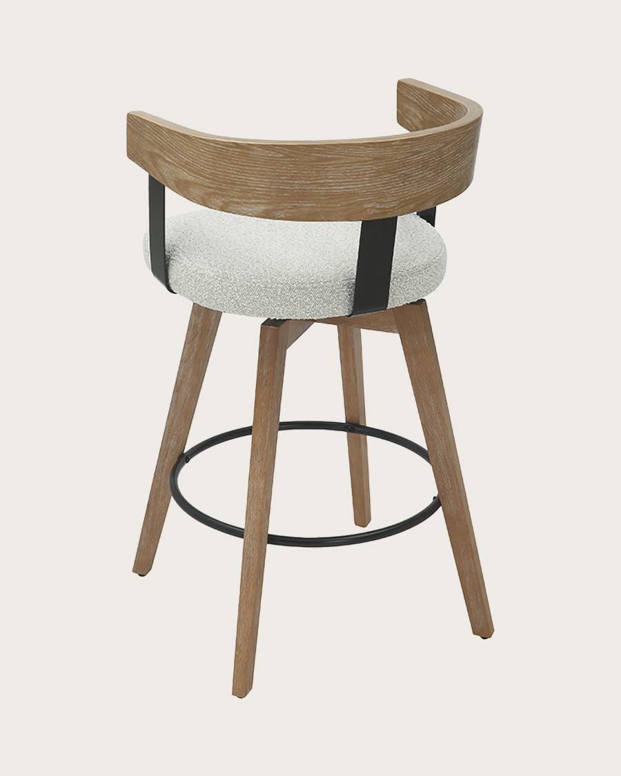 Micha - Chaise de bar en tissu et pieds en bois - UNIQKA - Imagen 4