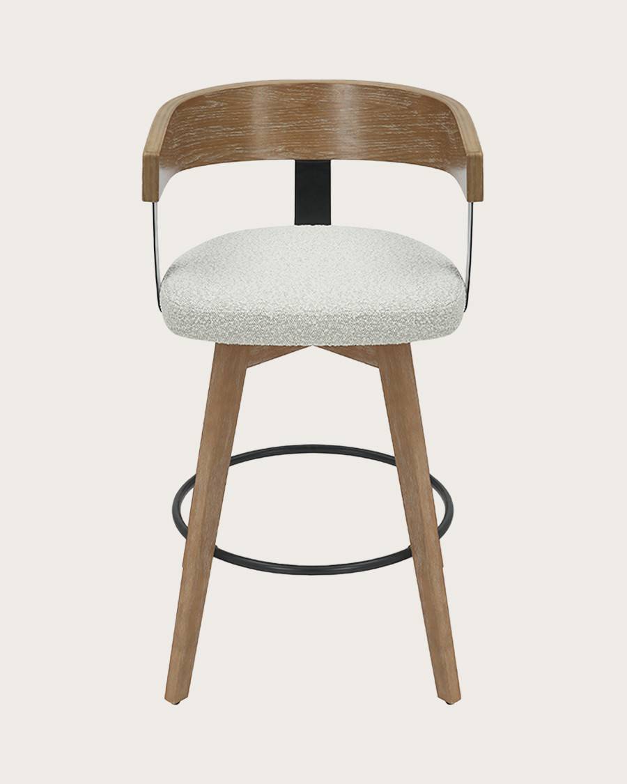 Micha - Chaise de bar en tissu et pieds en bois - UNIQKA - Imagen 7