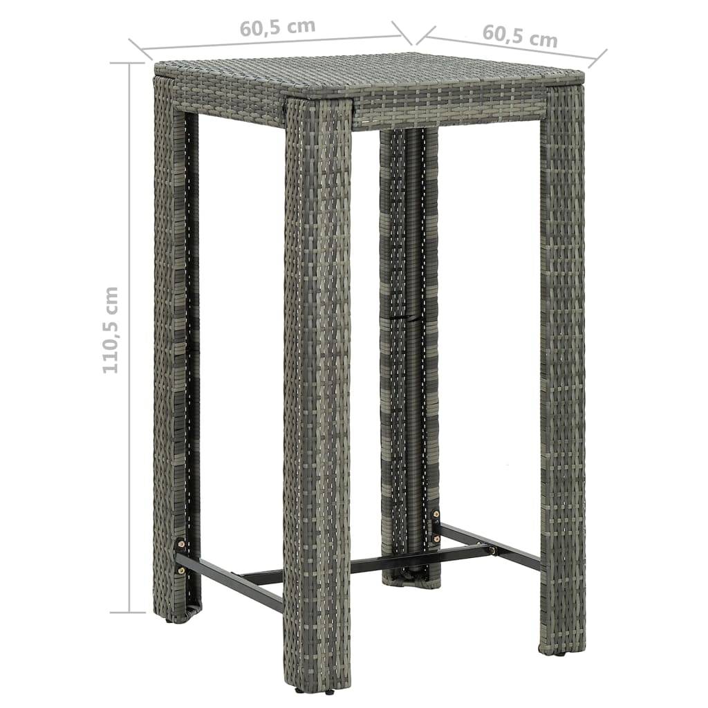 Helloshop26 - Ensemble de bar de jardin 5 pièces et coussins résine tressée gris - Imagen 7