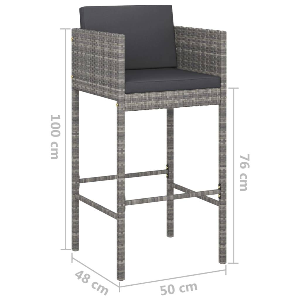 Helloshop26 - Ensemble de bar de jardin 5 pièces et coussins résine tressée gris - Imagen 6