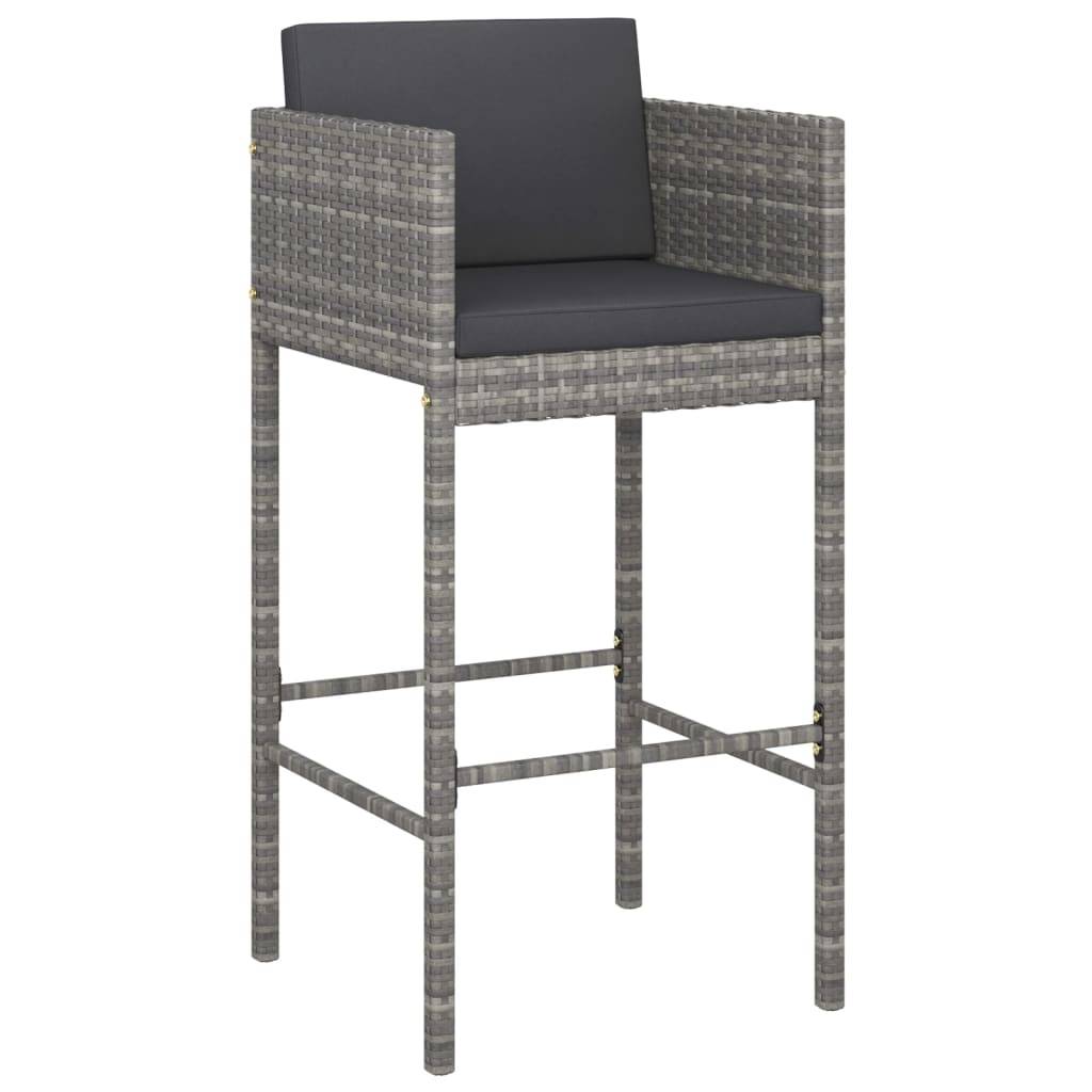 Helloshop26 - Ensemble de bar de jardin 5 pièces et coussins résine tressée gris - Imagen 2