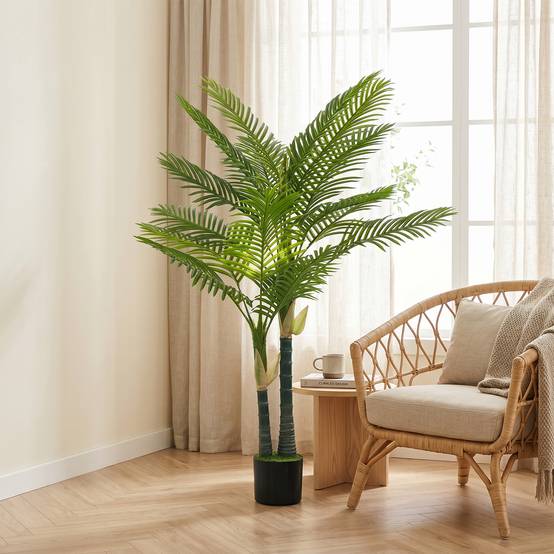 Palmier Artificiel Réaliste PEVA Intérieur Balcon Ambiance Tropicale 150cm Vert - ComfortXL Outdoor Living - Image 3