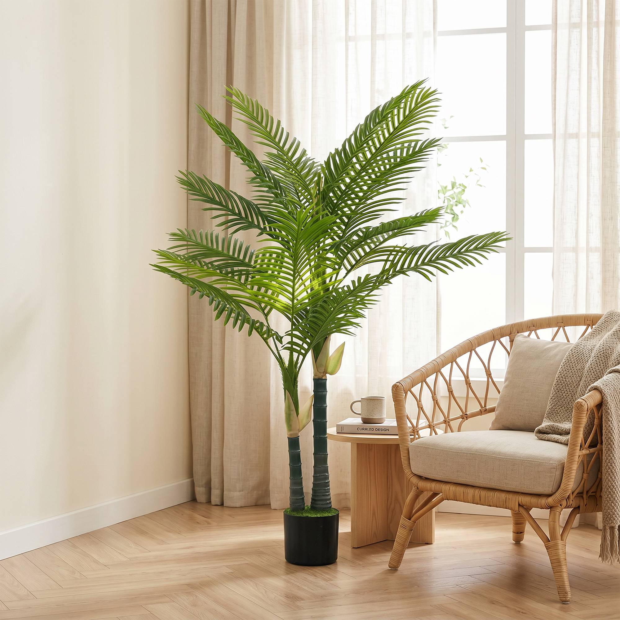 Palmier Artificiel Réaliste PEVA Intérieur Balcon Ambiance Tropicale 150cm Vert - ComfortXL Outdoor Living - Image 3