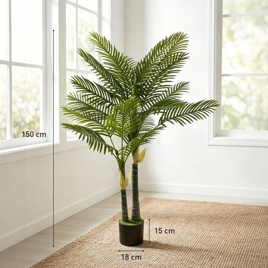 Palmier Artificiel Réaliste PEVA Intérieur Balcon Ambiance Tropicale 150cm Vert - ComfortXL Outdoor Living - Image 5