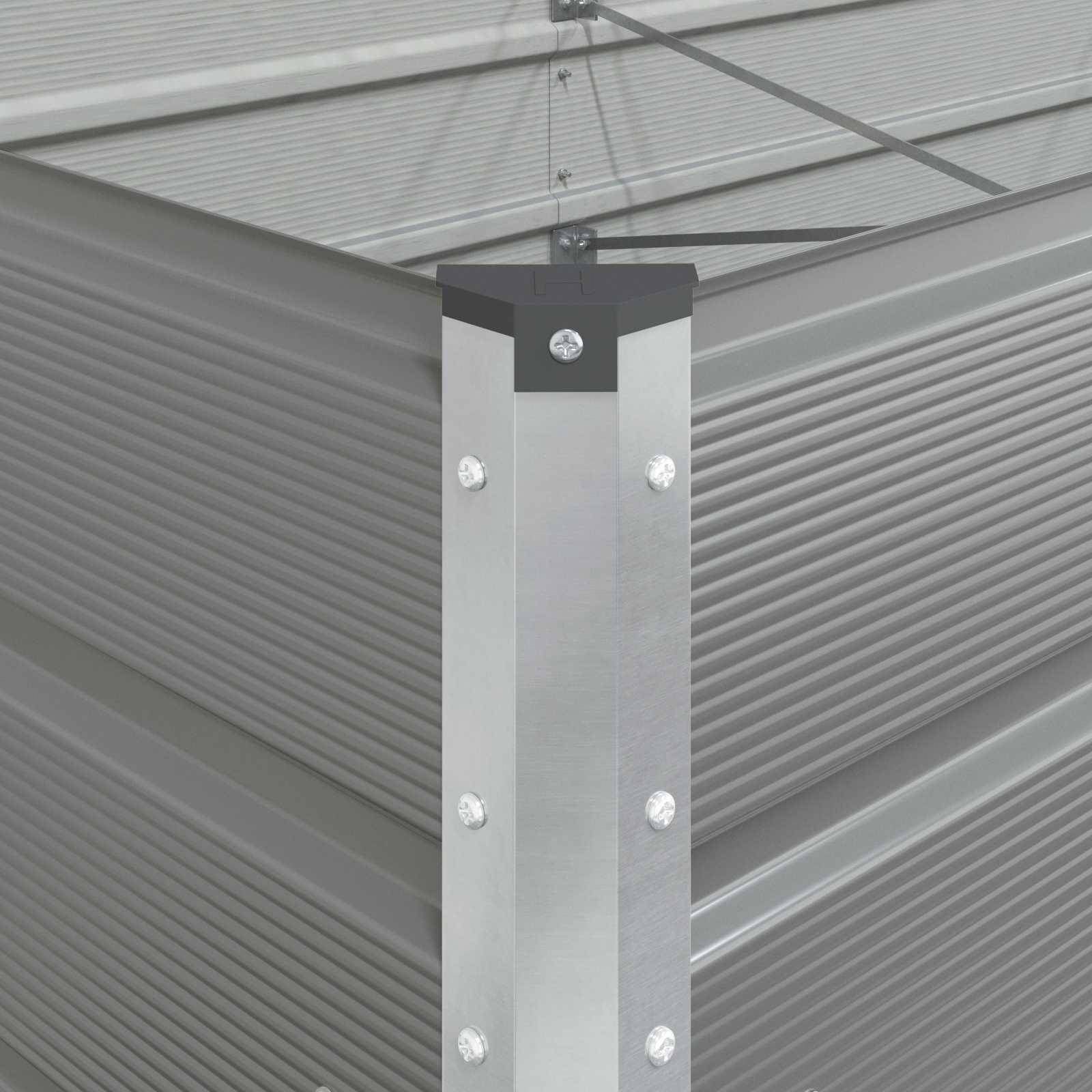 Helloshop26 - Jardinière moderne industrielle pour extérieur 195 x 100 x 45 cm en acier galvanisé gris clair - Image 6