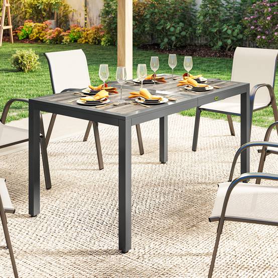 Table de jardin acier gris foncé 140 x 80 x 72 cm - PANGIVO - Image 8