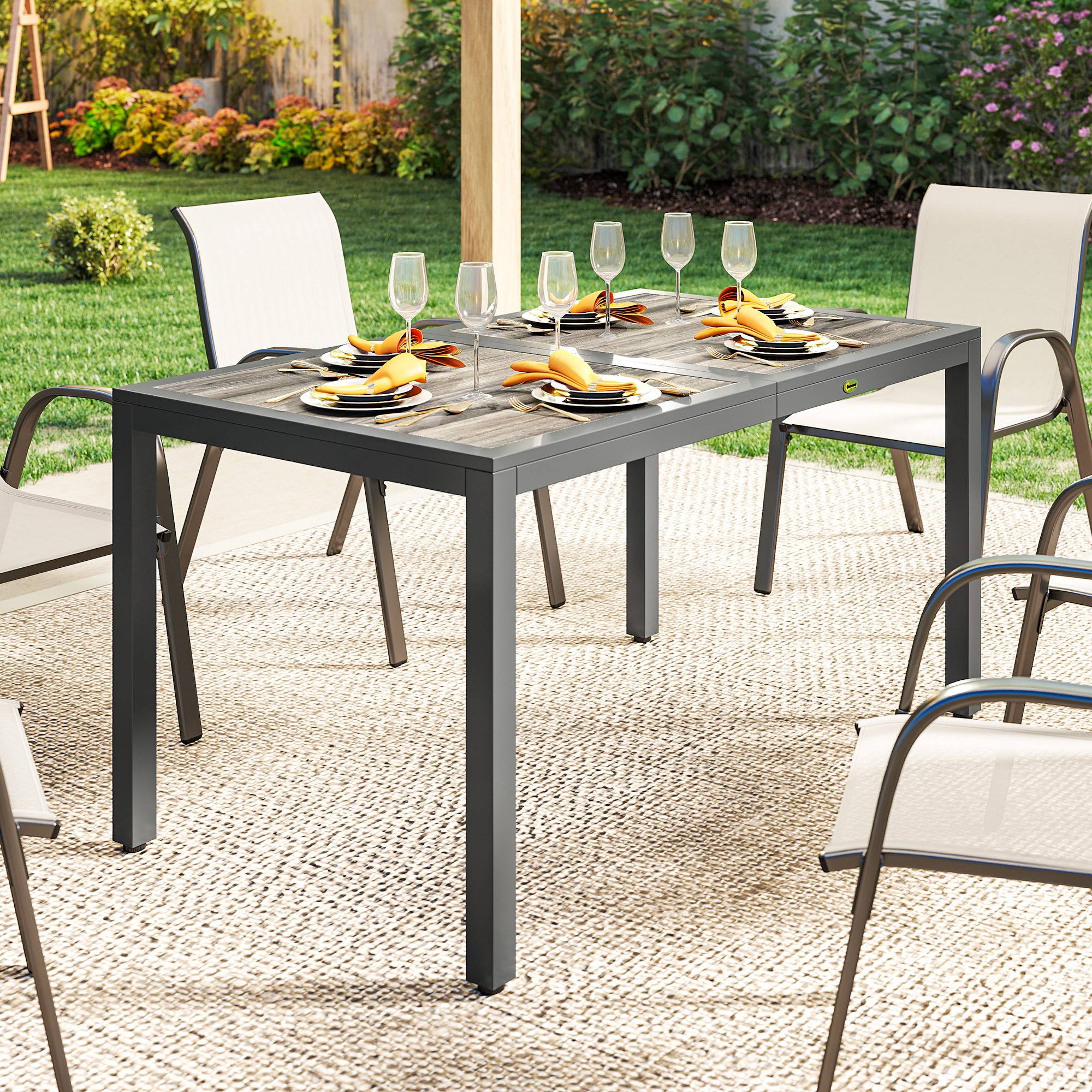 Table de jardin acier gris foncé 140 x 80 x 72 cm - PANGIVO - Image 8