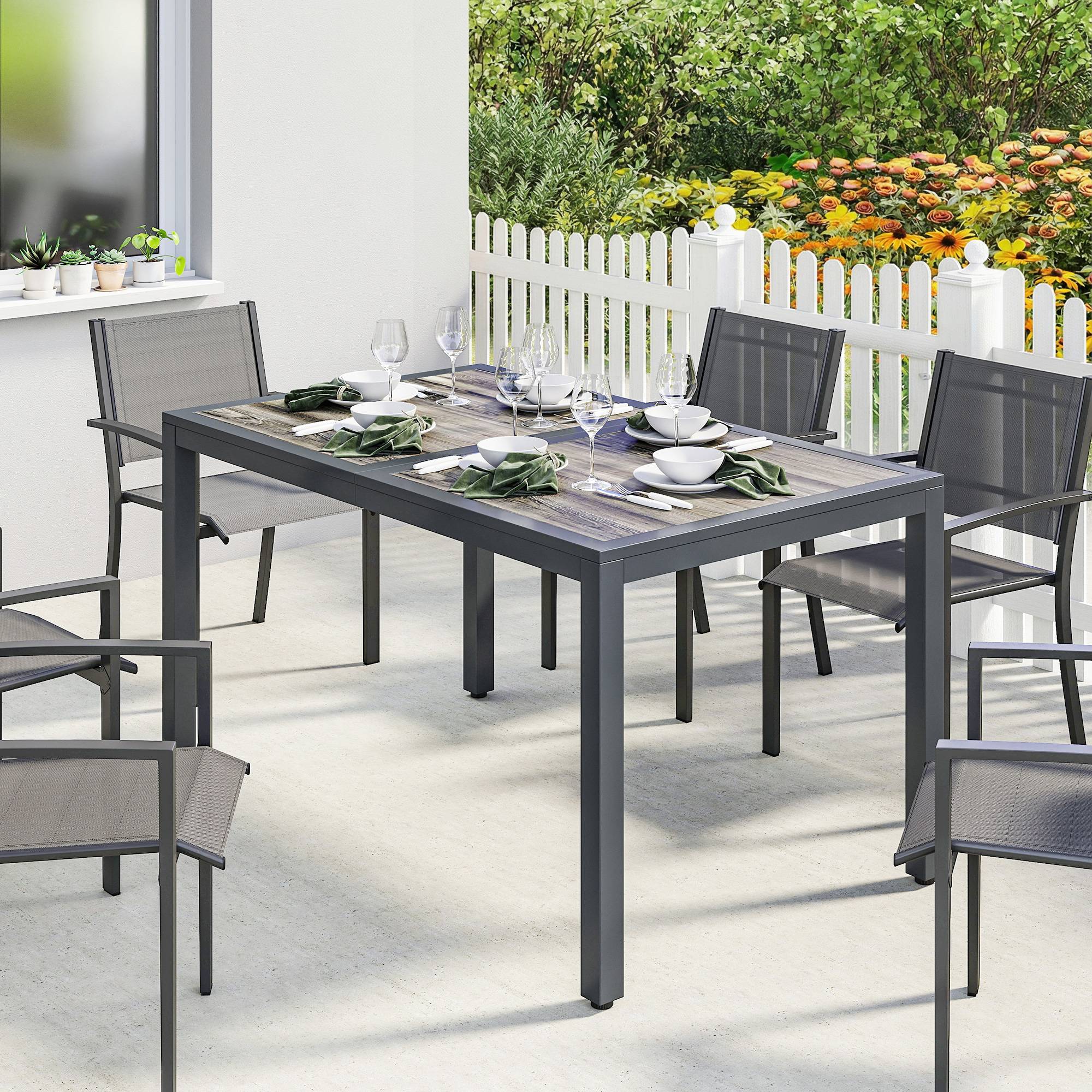 Table de jardin acier gris foncé 140 x 80 x 72 cm - PANGIVO - Image 2