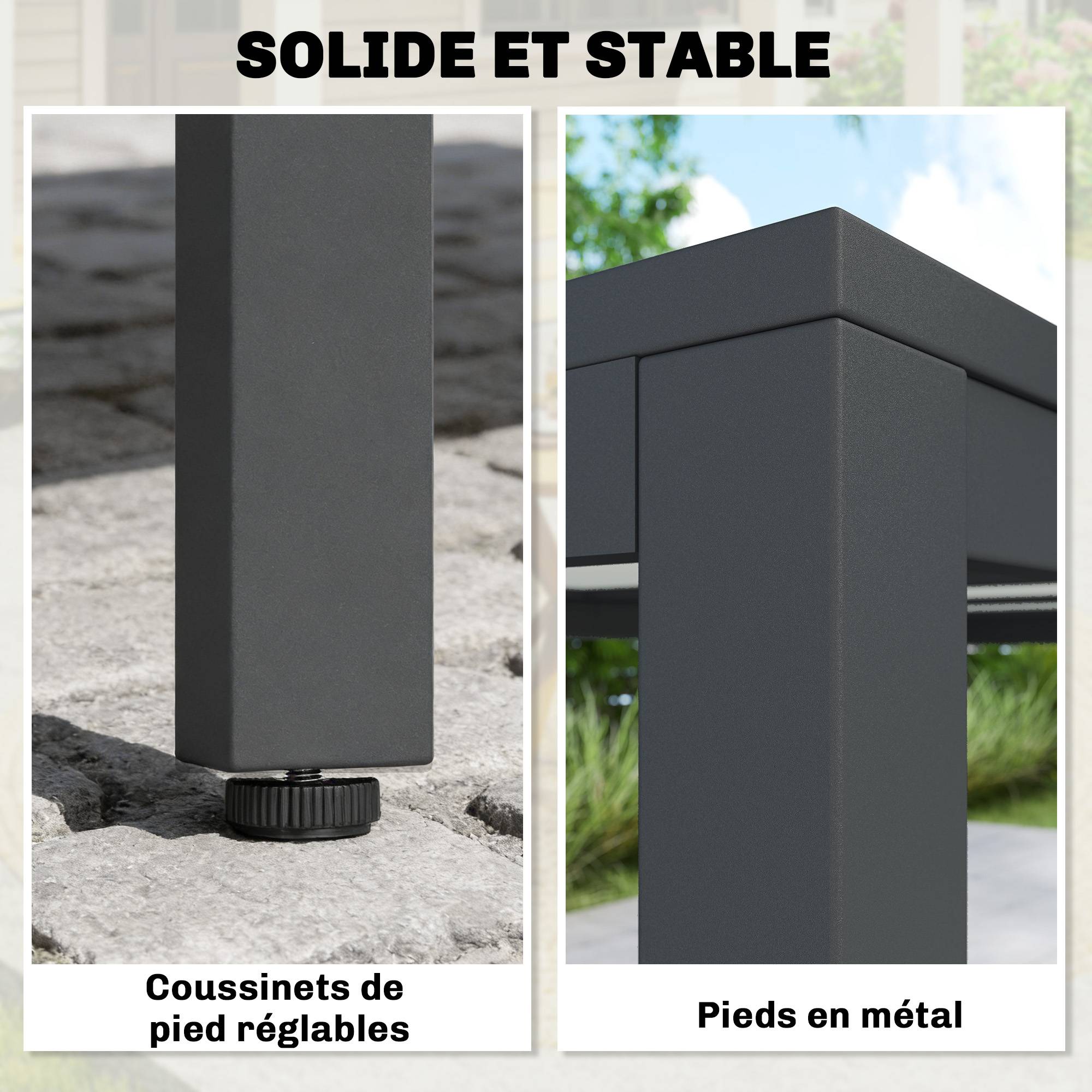 Table de jardin acier gris foncé 140 x 80 x 72 cm - PANGIVO - Image 7