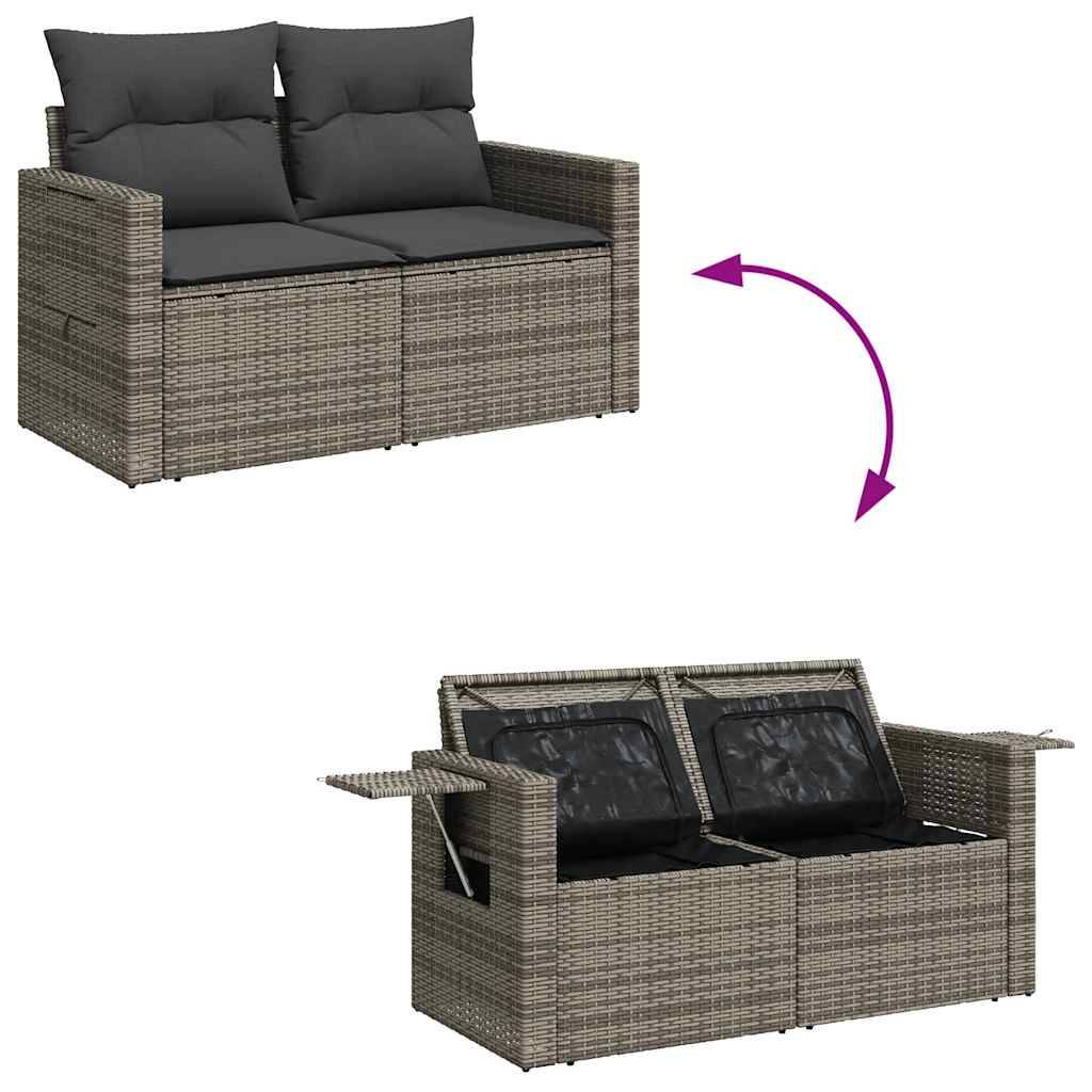 ComfortXL - Salon de jardin 7 éléments gris résine tressée avec table haute en bois et rangement discret – ComfortXL Outdoor Living - Image 7