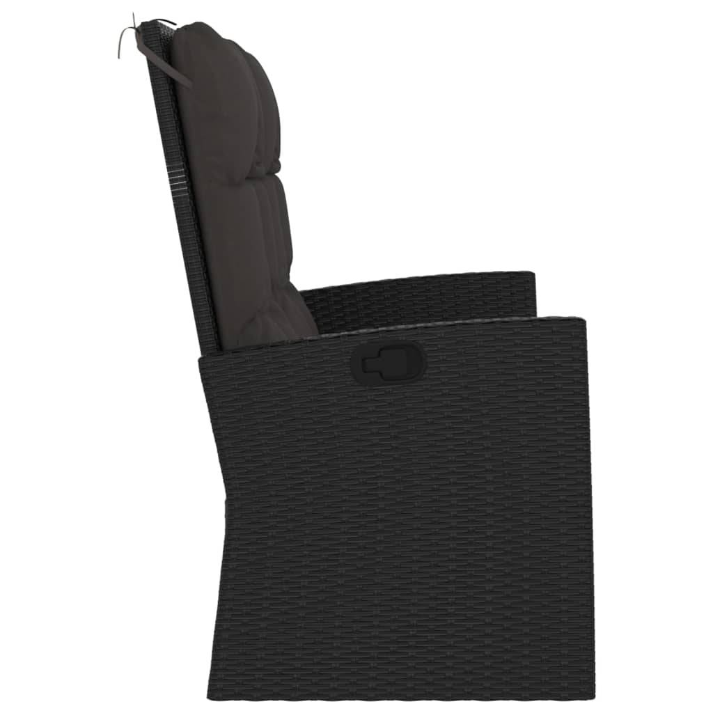 Helloshop26 - Banc de jardin meuble de patio d'extérieur terrasse inclinable et coussins noir 118 x 62 x 95 cm résine tressée - Imagen 3