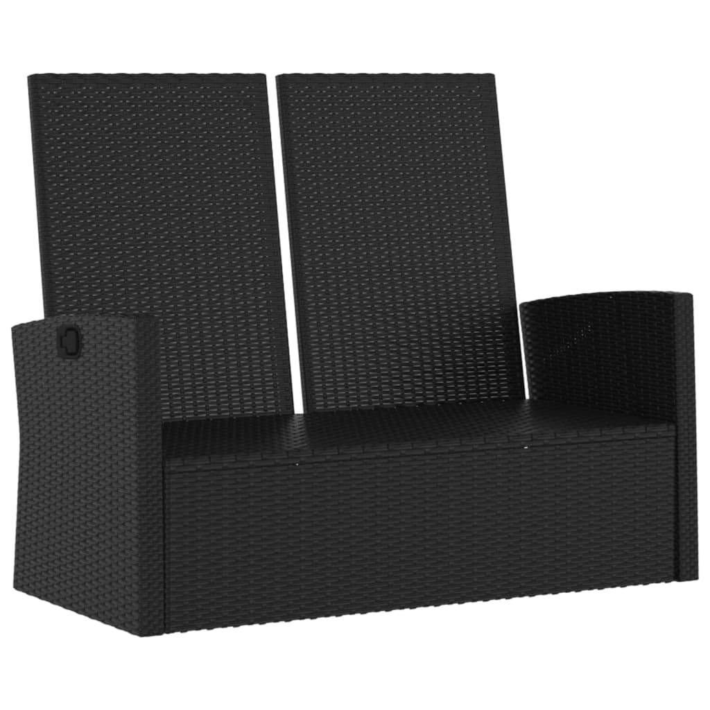 Helloshop26 - Banc de jardin meuble de patio d'extérieur terrasse inclinable et coussins noir 118 x 62 x 95 cm résine tressée - Imagen 6