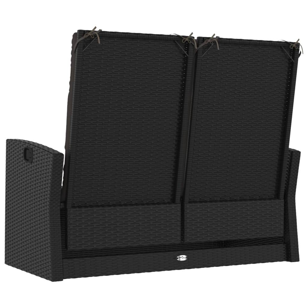 Helloshop26 - Banc de jardin meuble de patio d'extérieur terrasse inclinable et coussins noir 118 x 62 x 95 cm résine tressée - Imagen 4