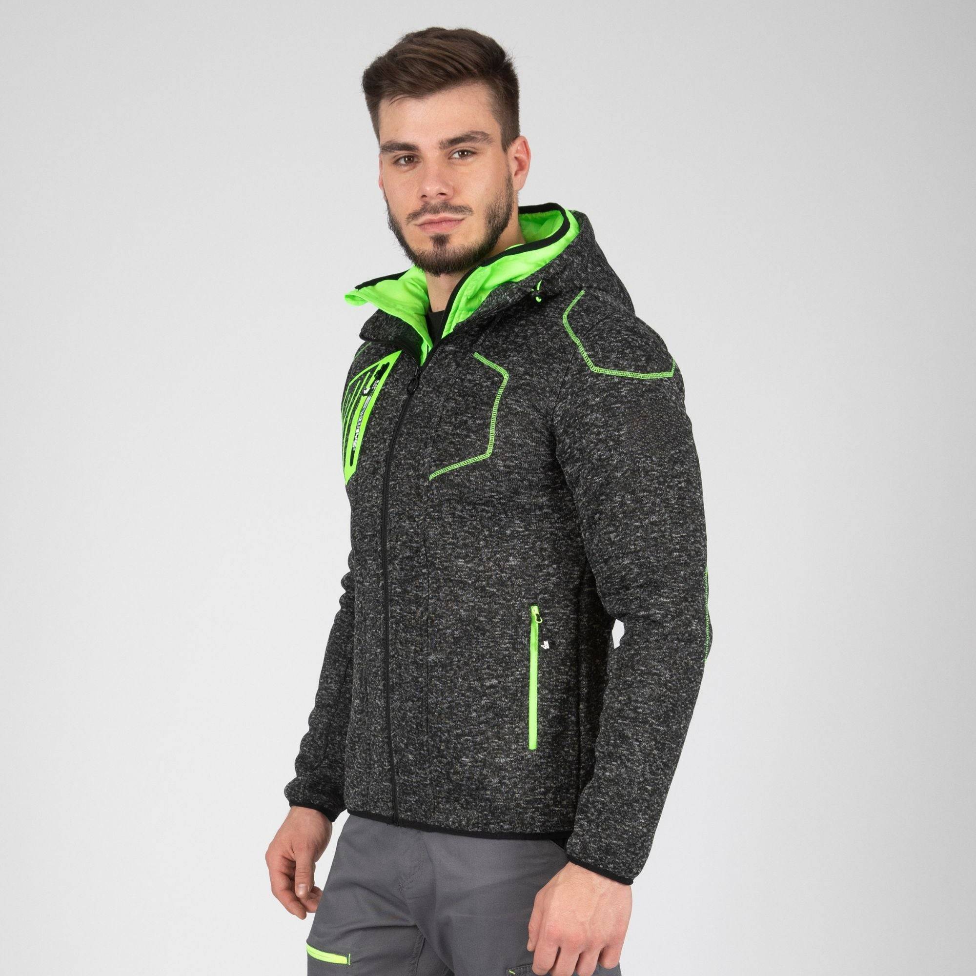 Nineworths - LYNX - GILET DE TRAVAIL - 1398 | Noir chiné / Vert fluo - Imagen 1