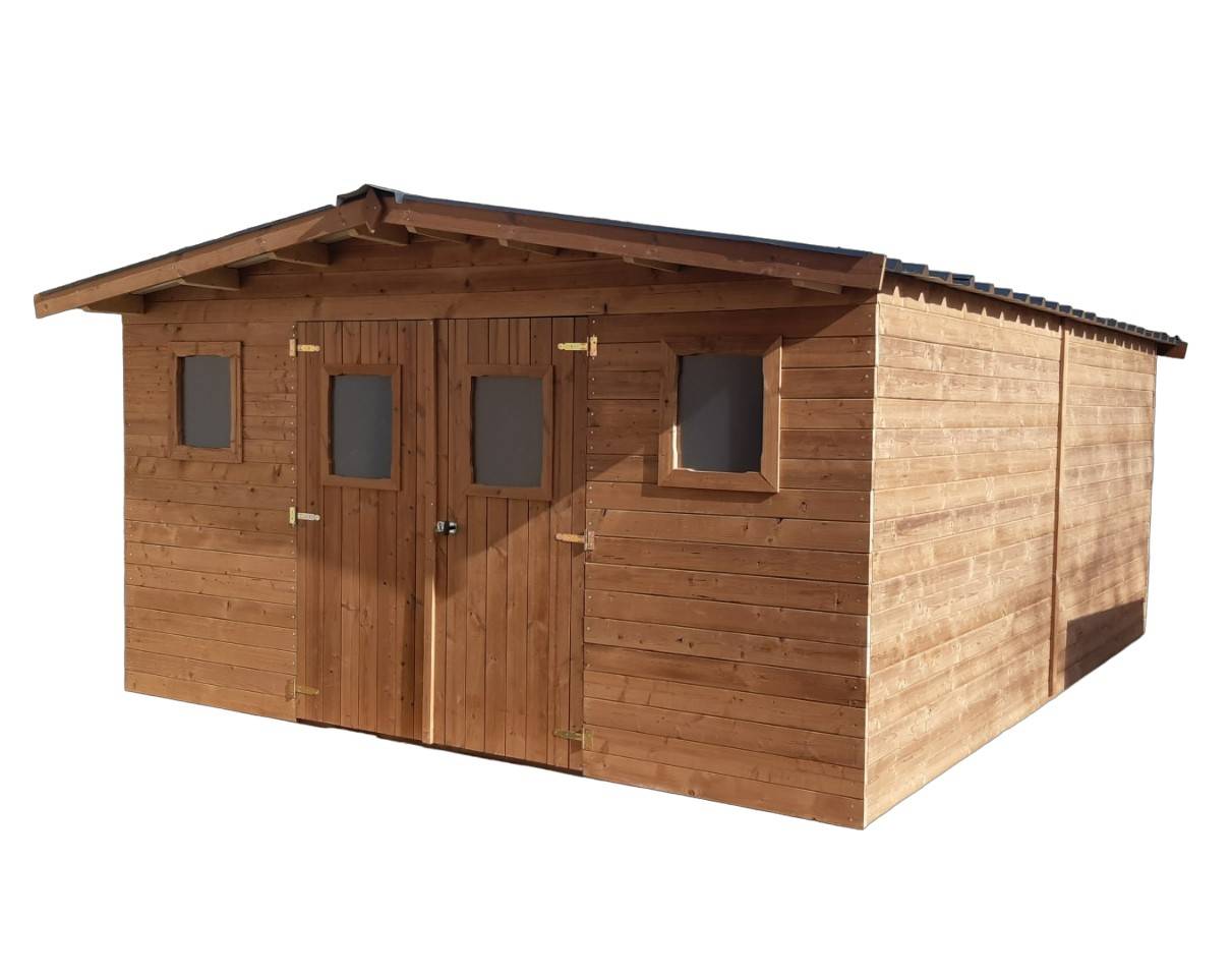Habrita - Abri THERMABRI madriers - 24,30 m² - sans plancher - toit double pente bac acier Habrita - Imagen 1