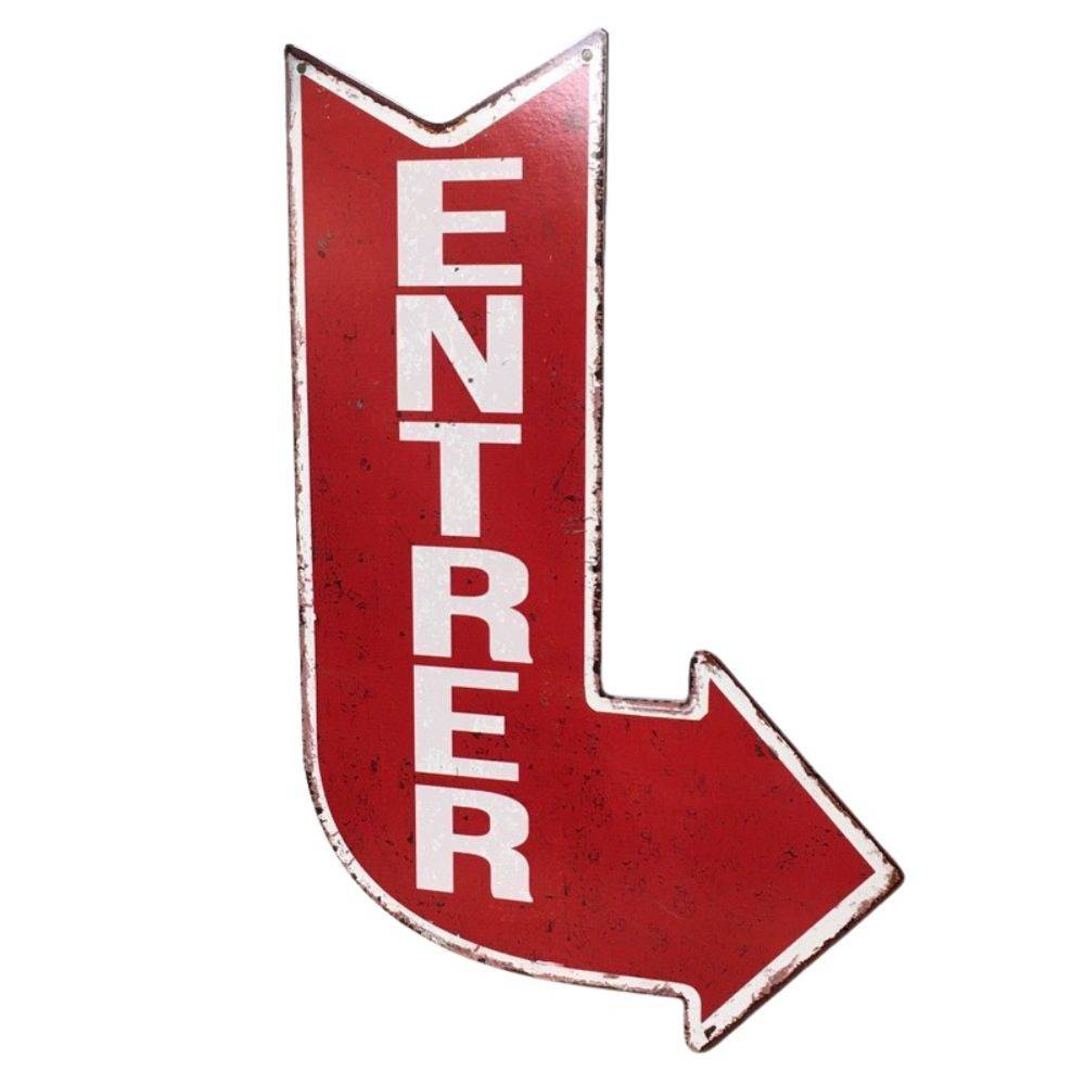 Plaque murale décorative vintage métal rouge entrée porte 40x25cm Chemin de campagne - Imagen 1