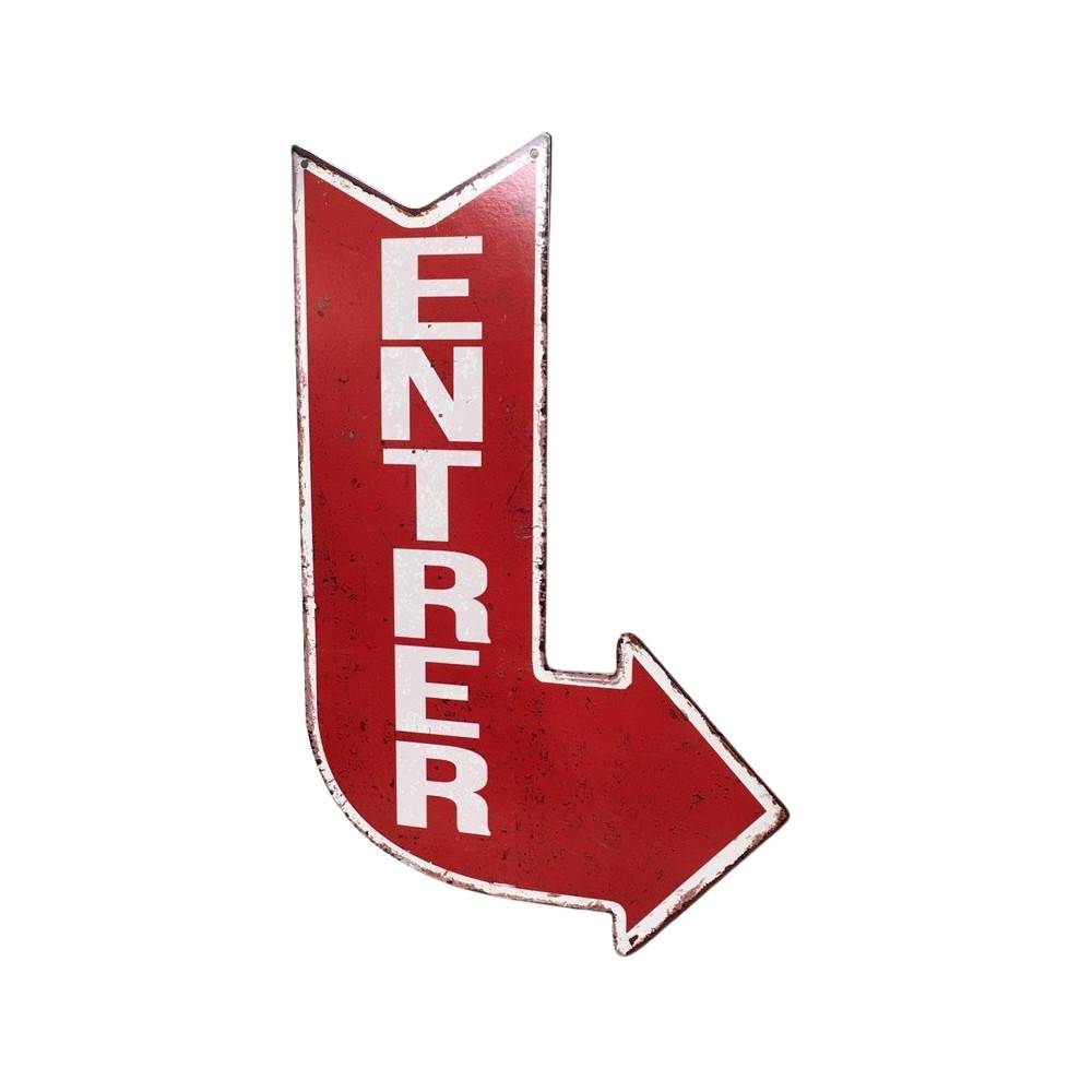 Plaque murale décorative vintage métal rouge entrée porte 40x25cm Chemin de campagne - Imagen 3