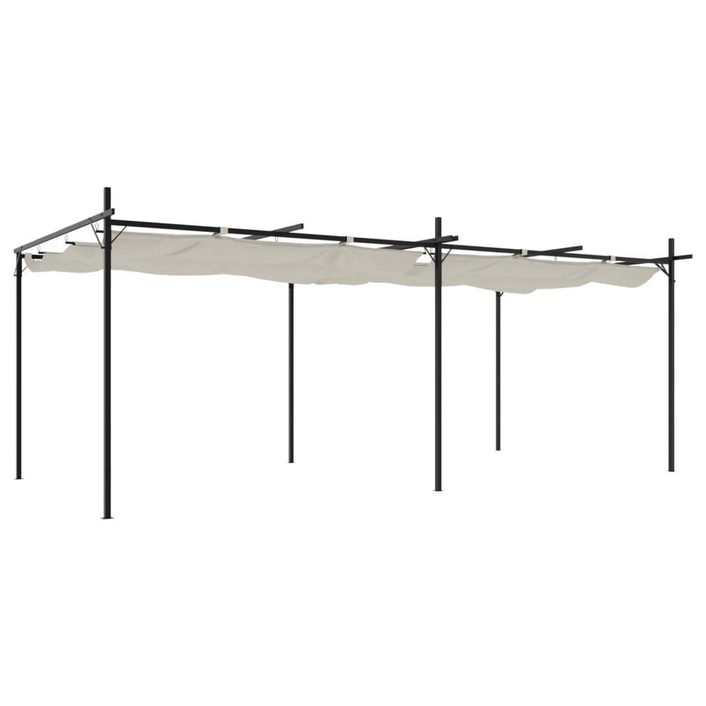 Très Grande Pergola Aluminium Toile Rétractable Protection Solaire pour Jardin Crème 589x292 cm – ComfortXL Outdoor Living - Image 2