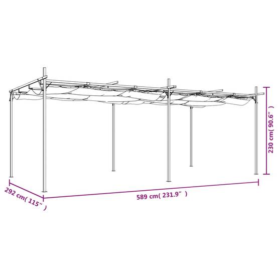 Très Grande Pergola Aluminium Toile Rétractable Protection Solaire pour Jardin Crème 589x292 cm – ComfortXL Outdoor Living - Image 8