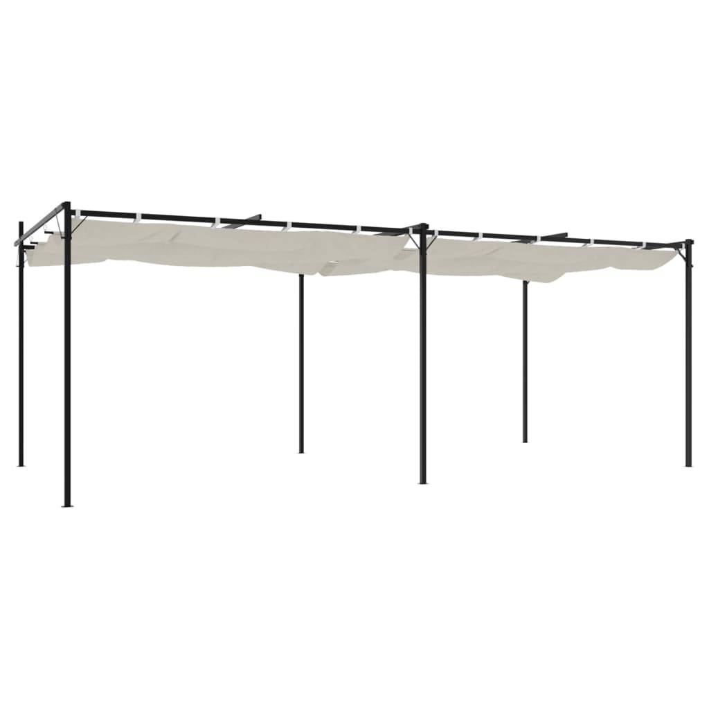 Très Grande Pergola Aluminium Toile Rétractable Protection Solaire pour Jardin Crème 589x292 cm – ComfortXL Outdoor Living - Image 5