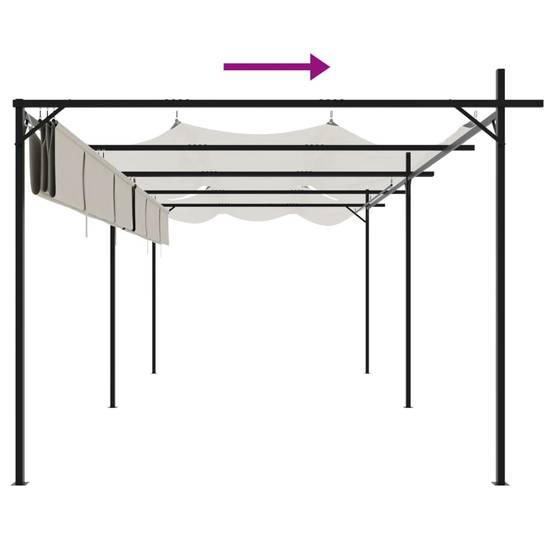 Très Grande Pergola Aluminium Toile Rétractable Protection Solaire pour Jardin Crème 589x292 cm – ComfortXL Outdoor Living - Image 6
