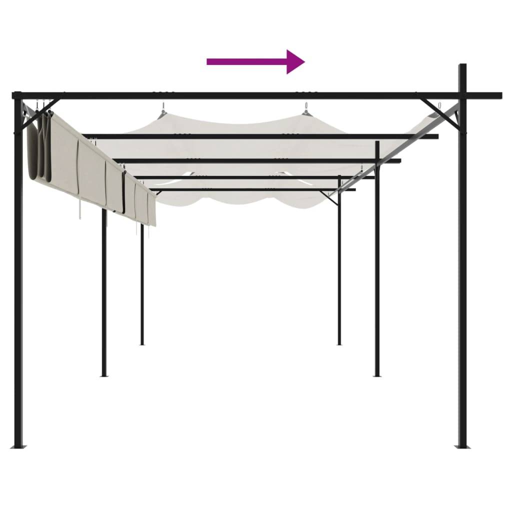 Très Grande Pergola Aluminium Toile Rétractable Protection Solaire pour Jardin Crème 589x292 cm – ComfortXL Outdoor Living - Image 6