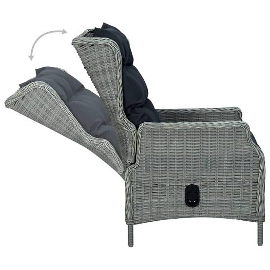 Chaise de jardin inclinable - Fauteuil De Jardin coussins Résine tressée Gris clair - Image 4