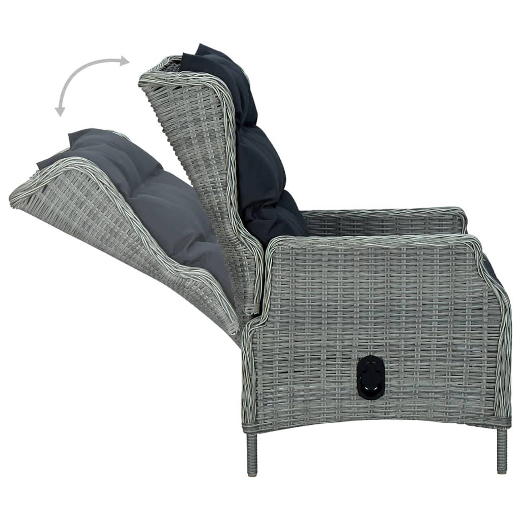 Chaise de jardin inclinable - Fauteuil De Jardin coussins Résine tressée Gris clair - Image 4