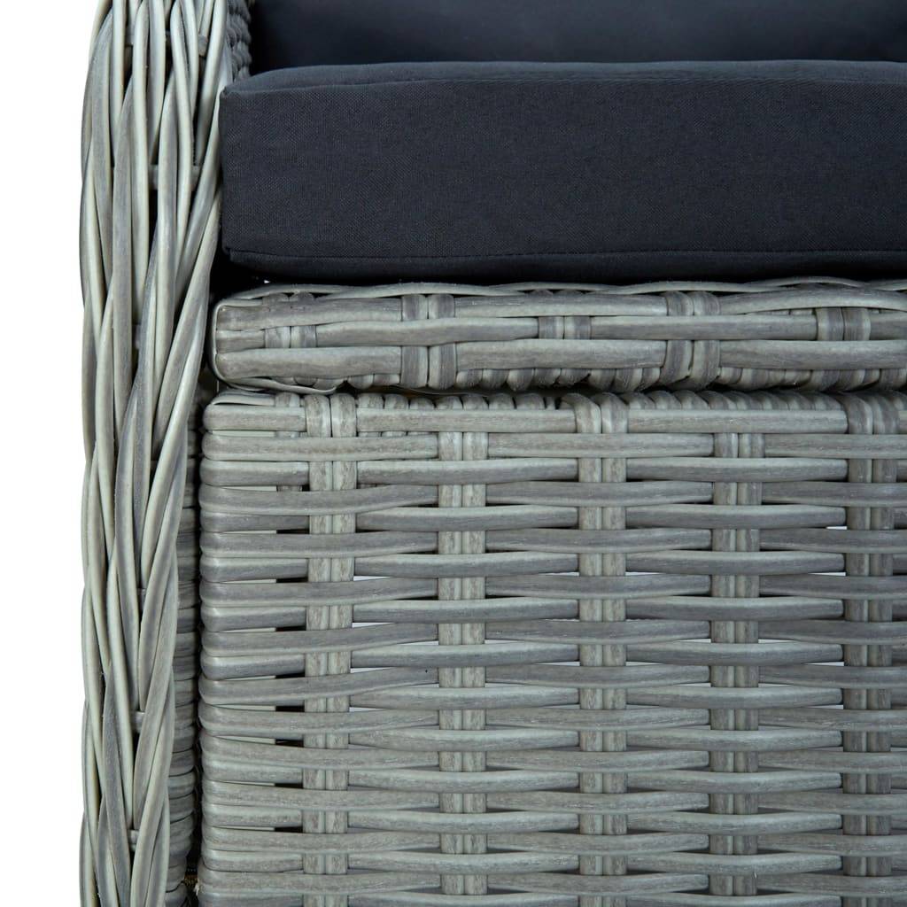 Chaise de jardin inclinable - Fauteuil De Jardin coussins Résine tressée Gris clair - Image 6