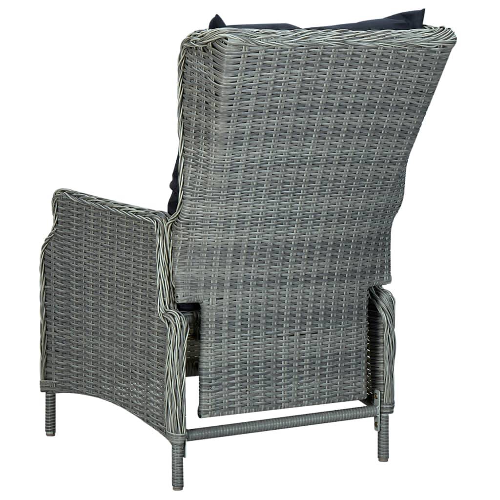 Chaise de jardin inclinable - Fauteuil De Jardin coussins Résine tressée Gris clair - Image 5