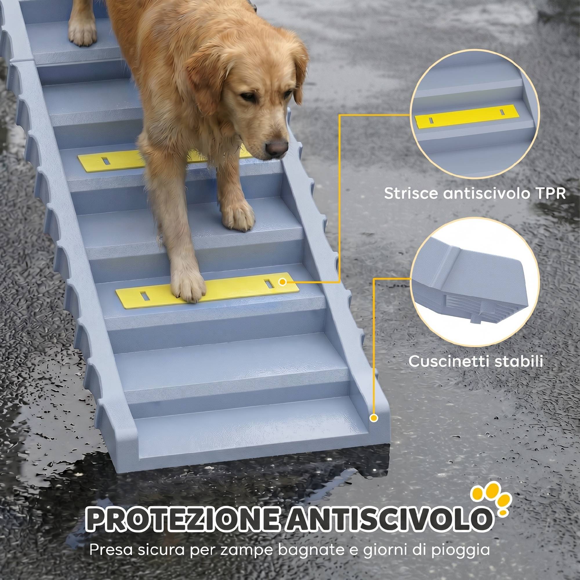 ComfortXL - Rampe pliable pour chien en PP et TPR gris 154 x 40 cm pour voiture et lit haut 10 marches antidérapantes - Image 5