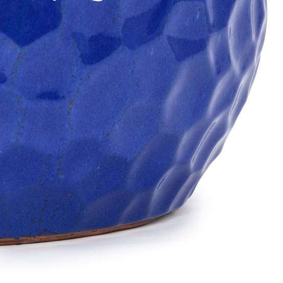 Lot de 3 Pots de Fleurs en Céramique Intérieur Extérieur Texturé Bleu Cobalt - ComfortXL Outdoor Living - Image 6