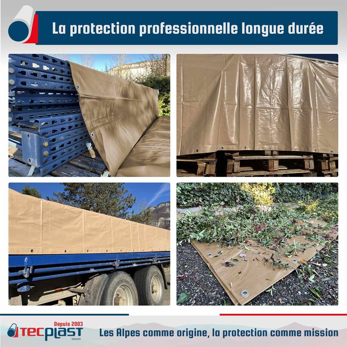 Bâche de Chantier 2,5x3 m LP506CH Beige foncé - Garantie 5 ans - Bâche de protection étanche en PVC pour Travaux TECPLAST - Imagen 2