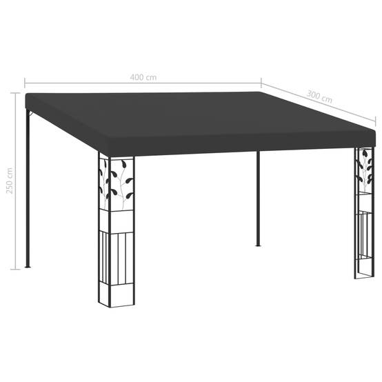 Pergola Jardin - Tonnelle de jardin - Belvédère à montage mural 4x3x2,5 m Anthracite MI56 - Image 6