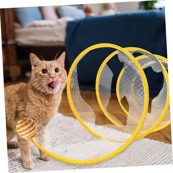 Tunnel pour chat -en forme de S - Jouet pliable avec griffoir - Stimulation intérieure - Living123 - Image 4