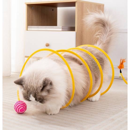 Tunnel pour chat -en forme de S - Jouet pliable avec griffoir - Stimulation intérieure - Living123 - Image 2